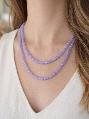 Lavender Layered Necklace Set | 2-Piece Purple Beaded Necklace | Minimal Jewelry